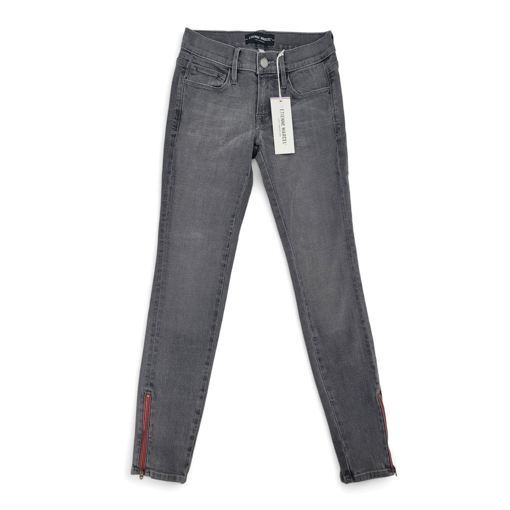 Etienne‎ Marcel Gray Skinny Jeans 24 NWT Zip Hem Stretch Mid Rise EM7010